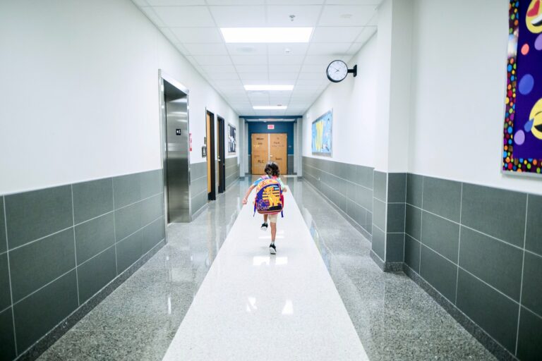Student running in hallway